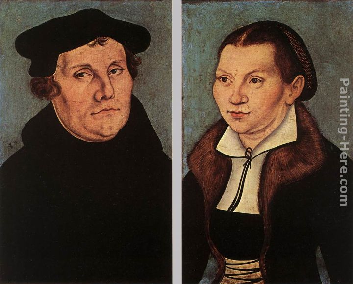 Portraits of Martin Luther and Catherine Bore painting - Lucas Cranach the Elder Portraits of Martin Luther and Catherine Bore art painting